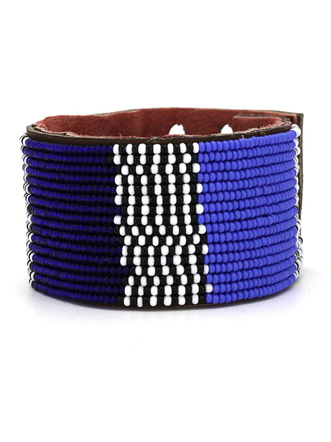 JewelryAtlas Blues Beaded Leather CuffSwahili Coast