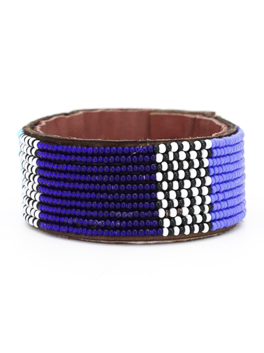 JewelryAtlas Blues Beaded Leather CuffSwahili Coast