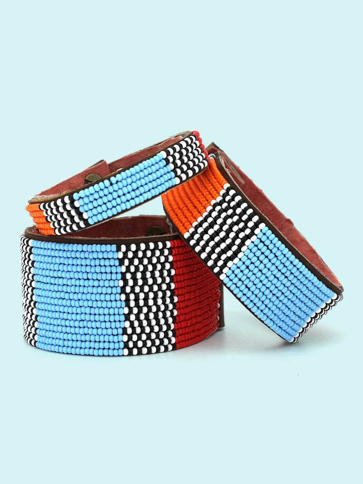 JewelryAtlas Multi Beaded Leather CuffSwahili Coast