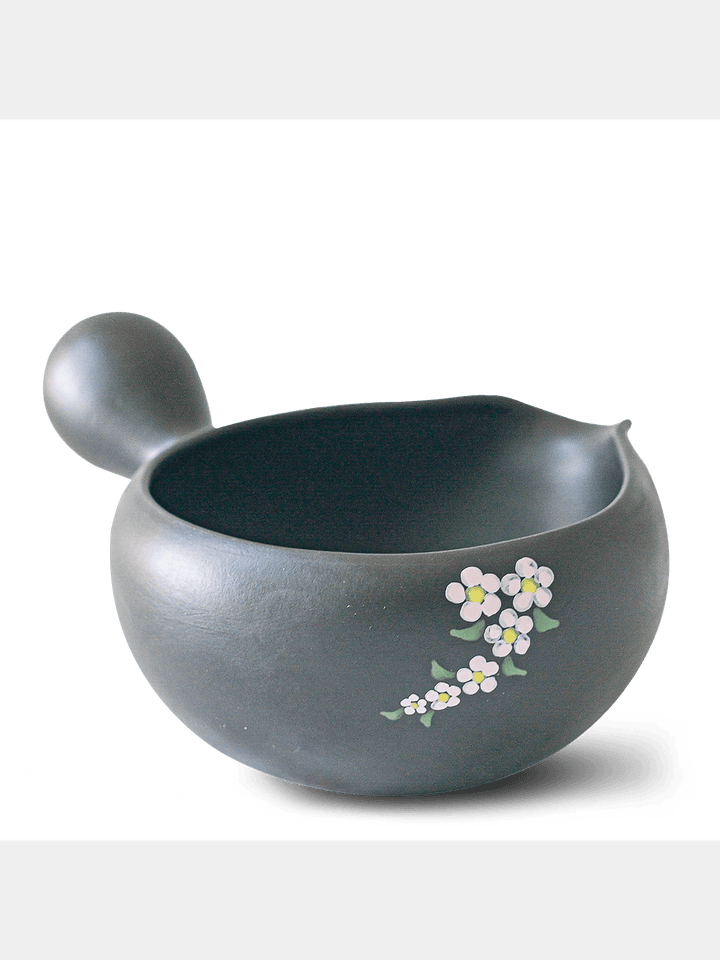 FoodBlack Flowers Matcha Bowl with SpoutAprika Life