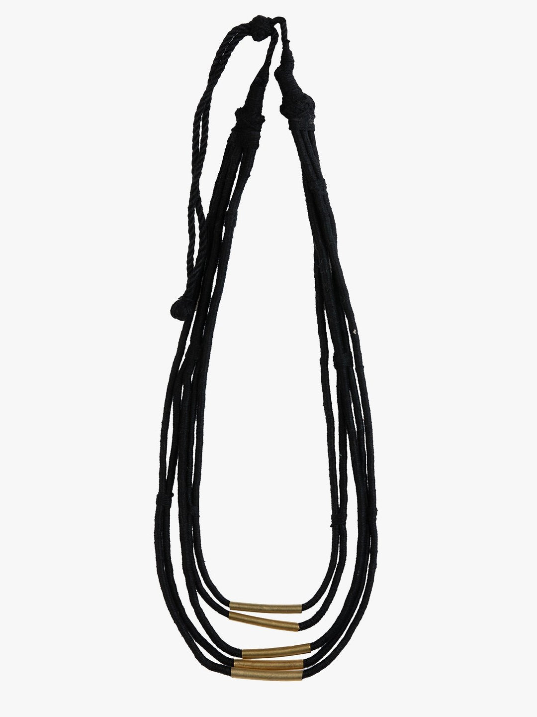 NecklaceBlack Multistrand Patwa Thread Necklace with Metal Tube AccentsKaladoraFlourish Planet