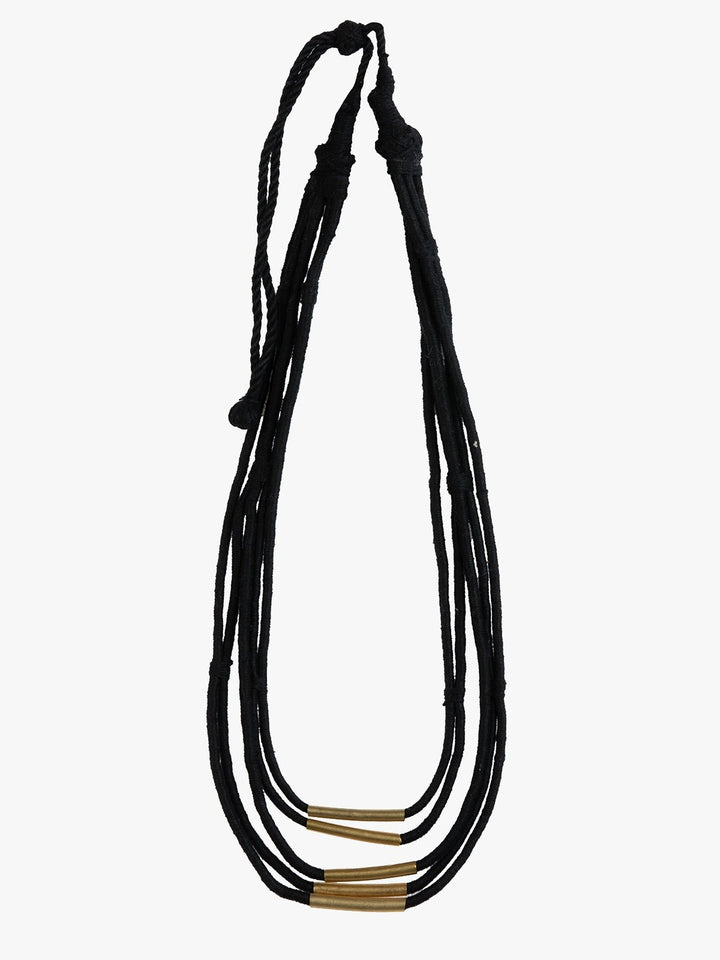 NecklaceBlack Multistrand Patwa Thread Necklace with Metal Tube AccentsKaladoraFlourish Planet