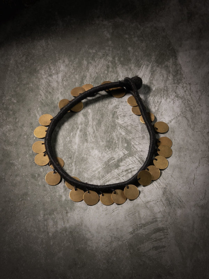 AnkletBlack Patwa Thread Anklet with Coin CharmsKaladoraFlourish Planet