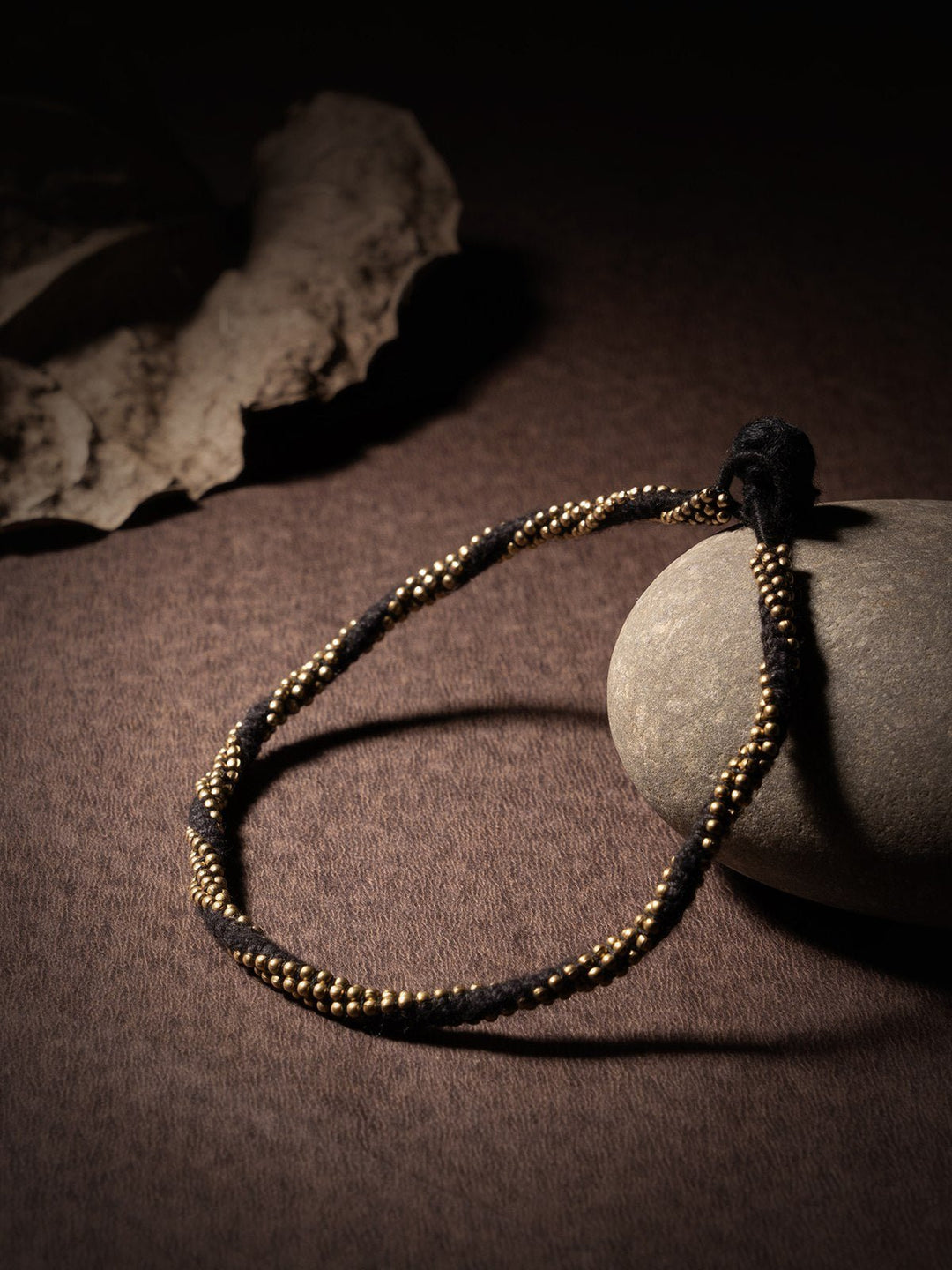 AnkletBlack Patwa Thread Anklet with Gold - Toned BeadsKaladoraFlourish Planet