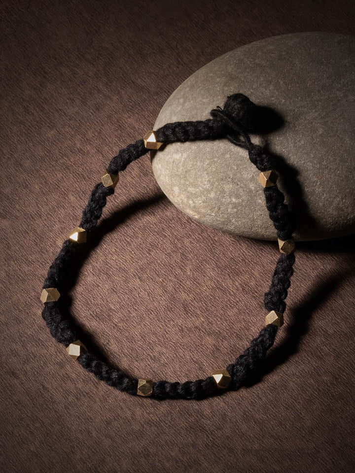 AnkletBlack Patwa Thread Anklet with Metallic BeadsKaladoraFlourish Planet