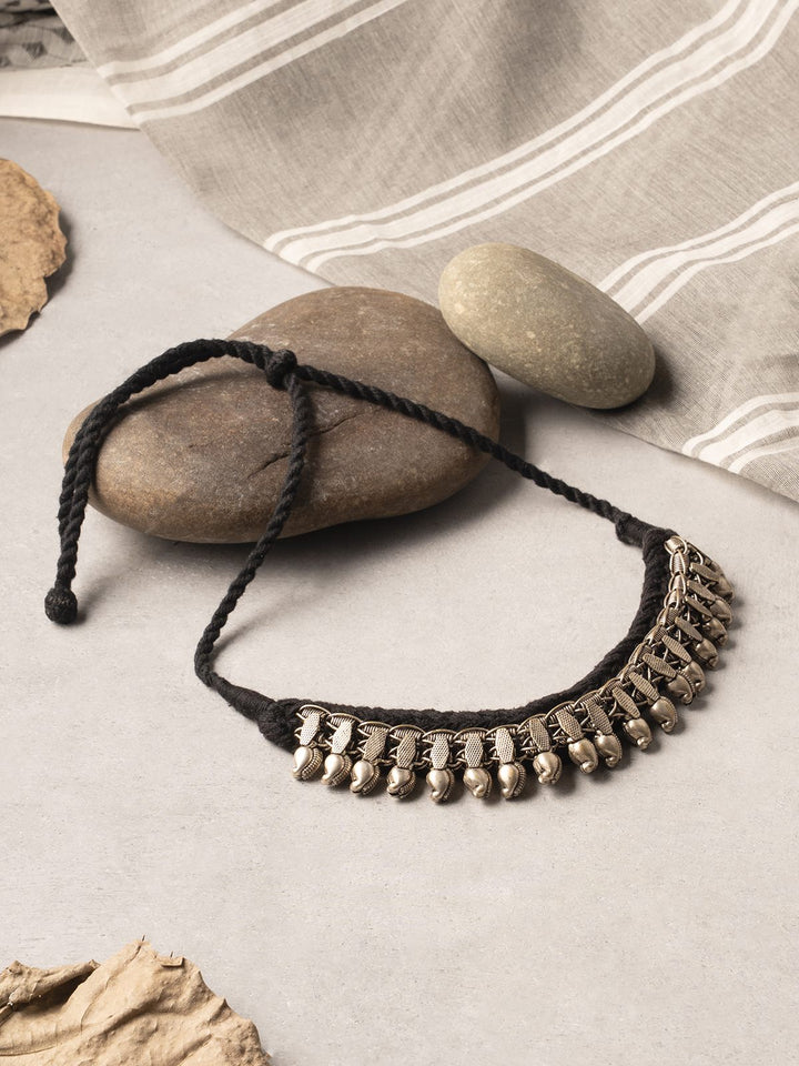 NecklaceBlack Patwa Thread Choker with Metallic DetailingKaladoraFlourish Planet