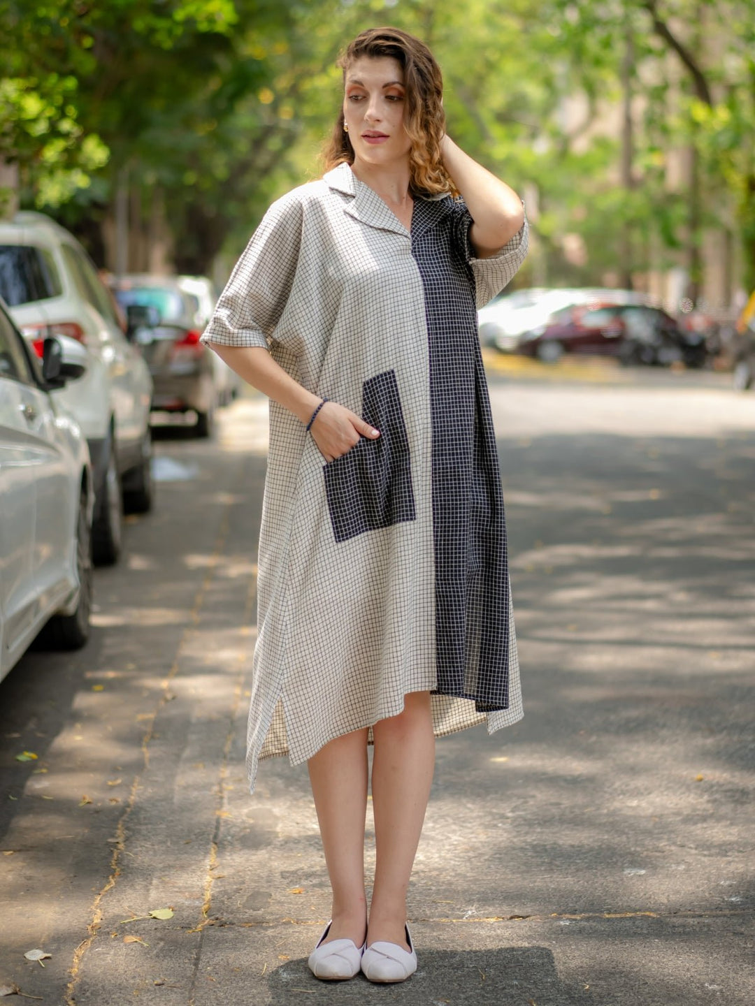 DressesBlack & White Kimono handloom Dress Dyed NaturallyKrushnachuda