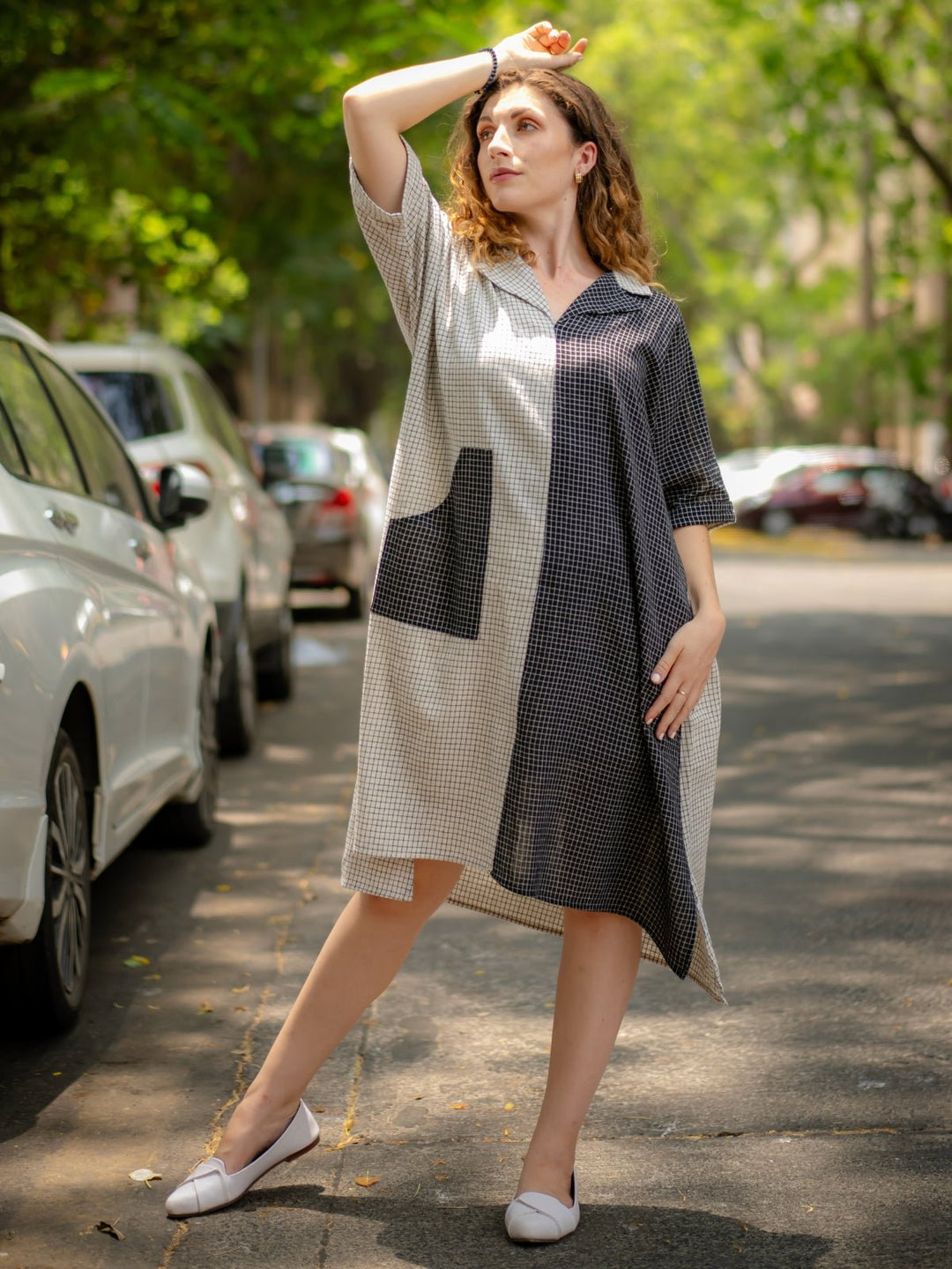 DressesBlack & White Kimono handloom Dress Dyed NaturallyKrushnachuda