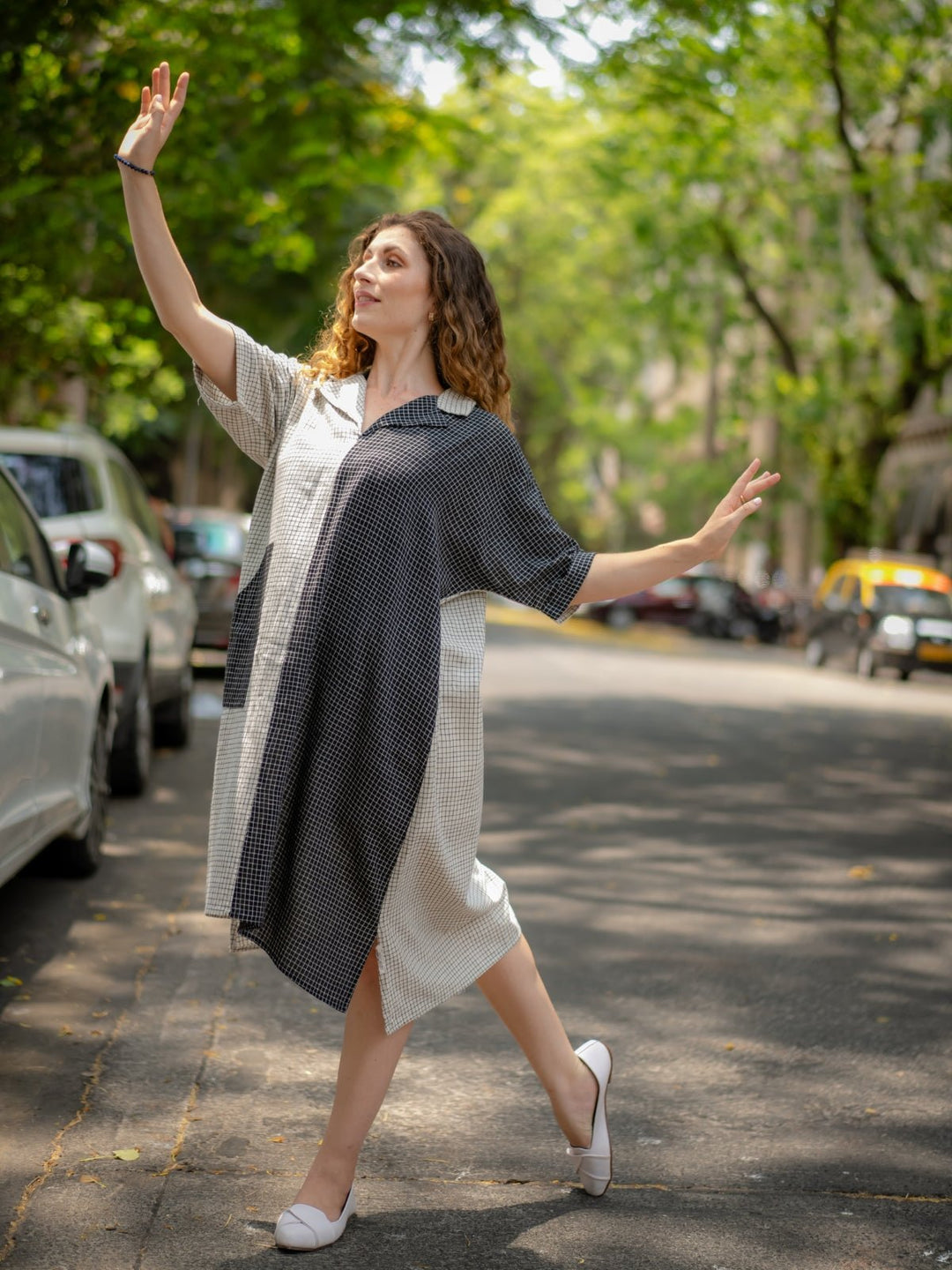 DressesBlack & White Kimono handloom Dress Dyed NaturallyKrushnachuda