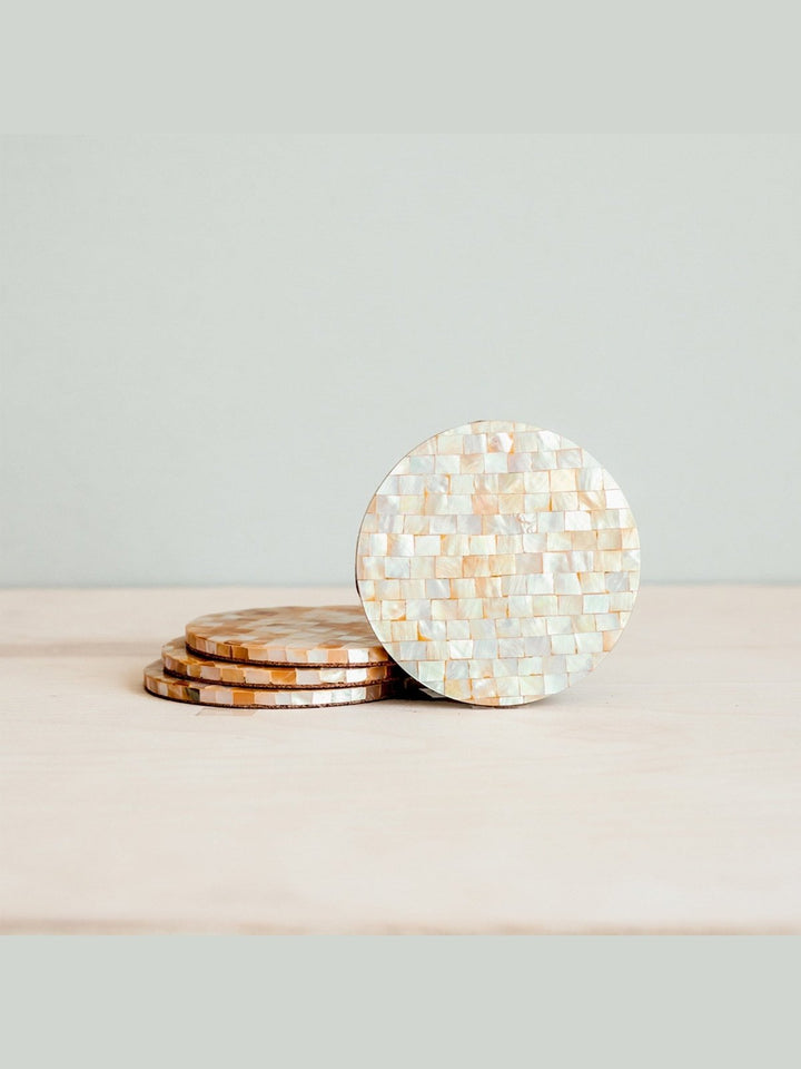 Table and DiningBlocked Nude Mother-of-Pearl Coasters | LIKHÂLIKHÂ