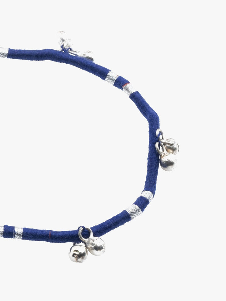 AnkletBlue Patwa Thread Anklet with Metallic Ghungroo BeadsKaladoraFlourish Planet