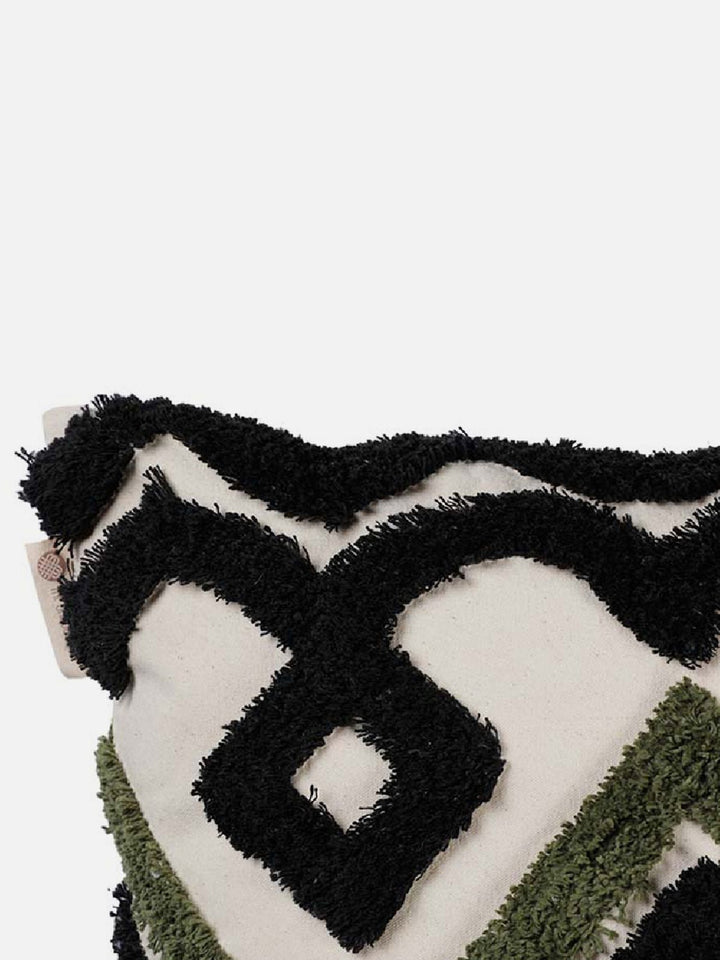 Bed and LivingBohemian Geo Shag Cushion Cover Black And OliveThe Greige Warp