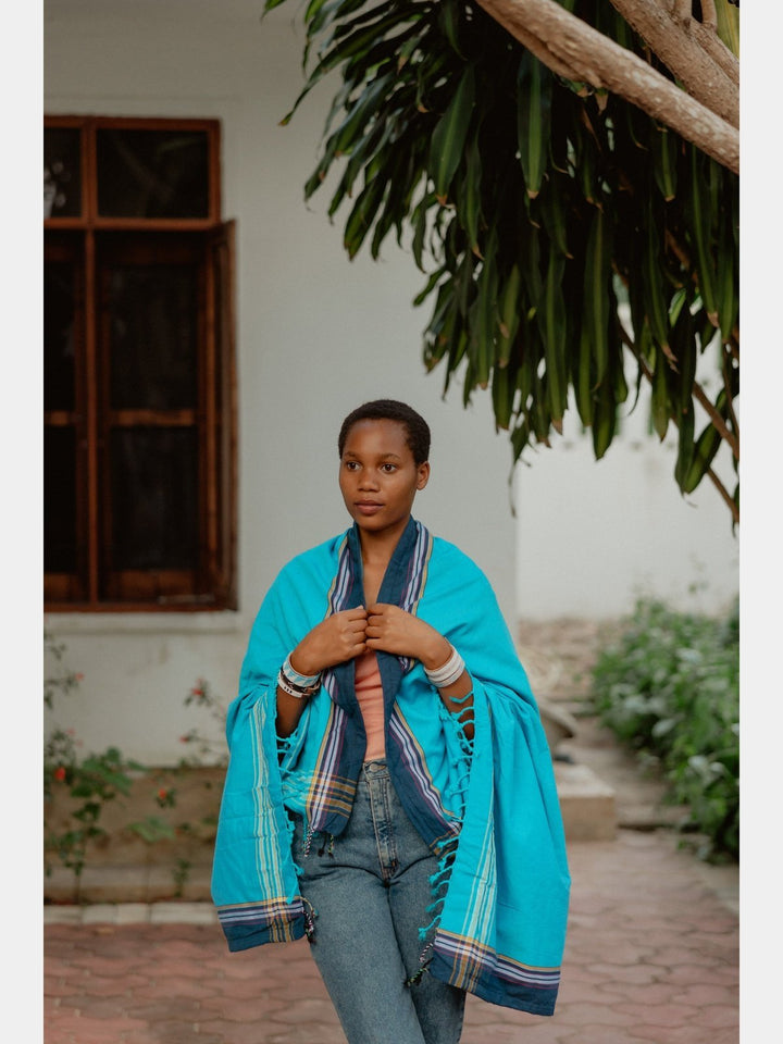 Bath LinenBright Blue Kenyan Beach TowelSwahili Coast