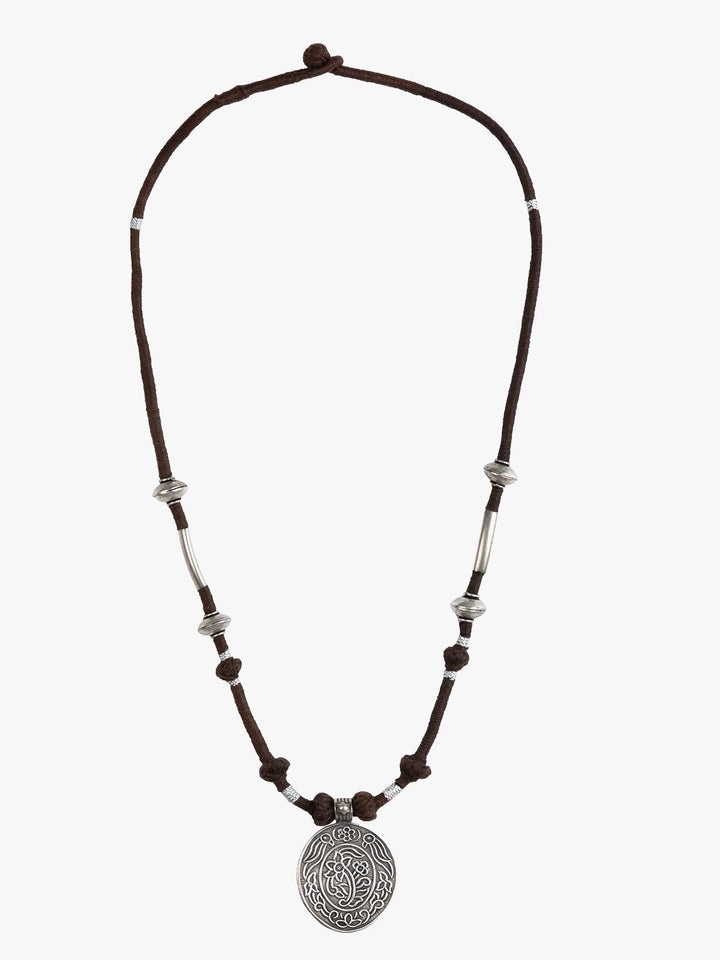 NecklaceBrown Patwa Thread Necklace with Silver - Tone Coin PendantKaladoraFlourish Planet