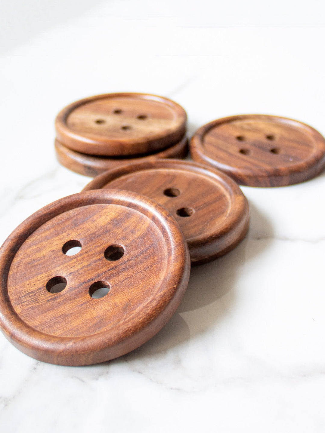 Table and DiningButton Coasters Set Of Four BrownByora Homes