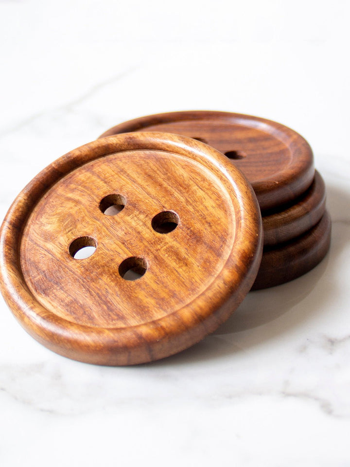 Table and DiningButton Coasters Set Of Four BrownByora Homes