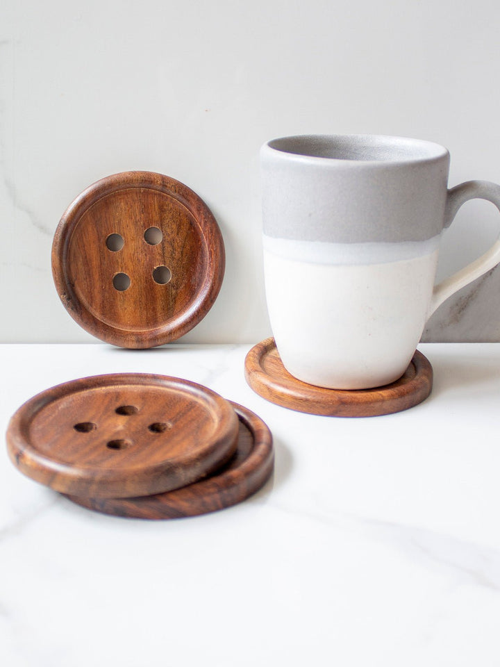 Table and DiningButton Coasters Set Of Four BrownByora Homes