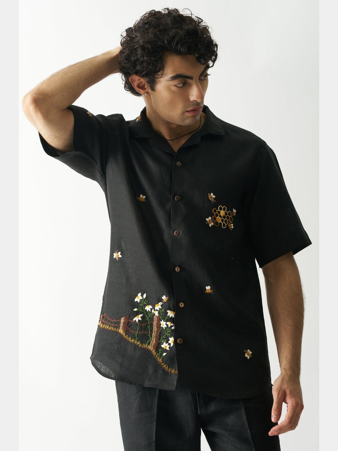 Shirts & T-shirtsBuzzing Bees - Hand Embroidered Linen ShirtCultura StudioFlourish Planet