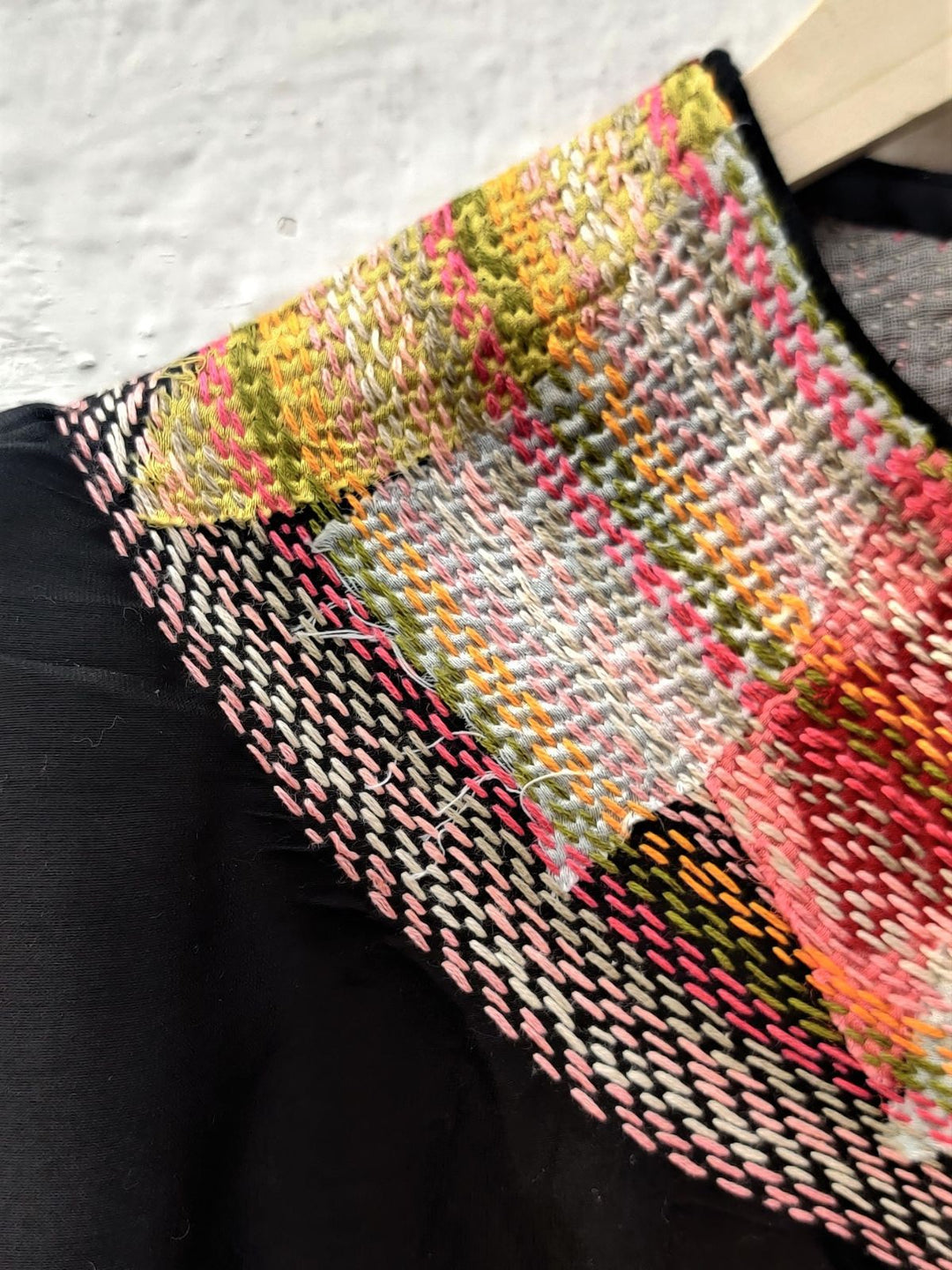 BlousesChanderi Black Crop Top With Sujani Work On Neck LineBihartFlourish Planet