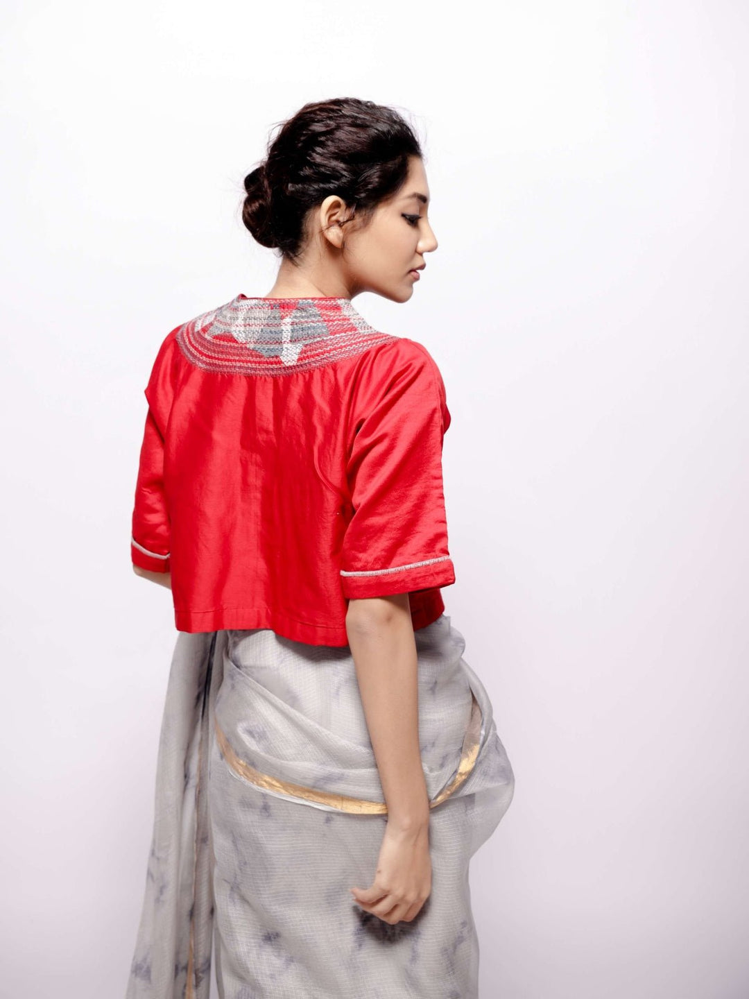 BlousesChanderi Cherry Red Crop TopBihartFlourish Planet