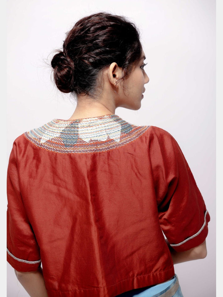 BlousesChanderi Deep Rust Crop TopBihartFlourish Planet