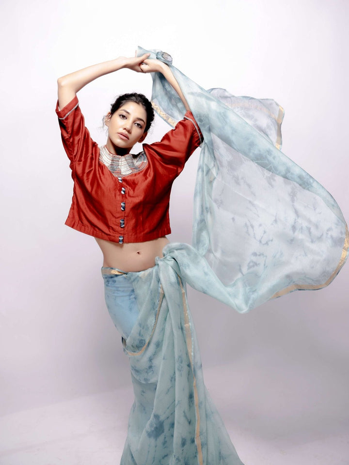 BlousesChanderi Deep Rust Crop TopBihartFlourish Planet