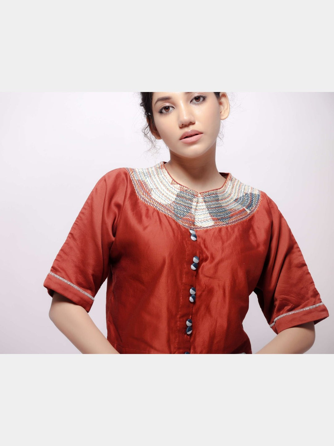 BlousesChanderi Deep Rust Crop TopBihartFlourish Planet