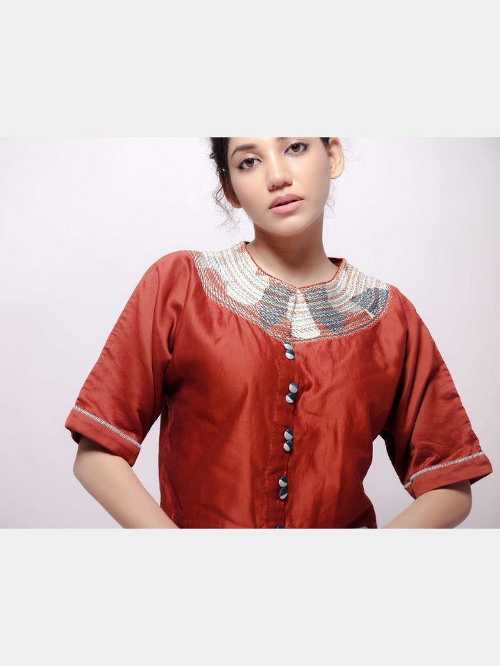 BlousesChanderi Deep Rust Crop TopBihartFlourish Planet