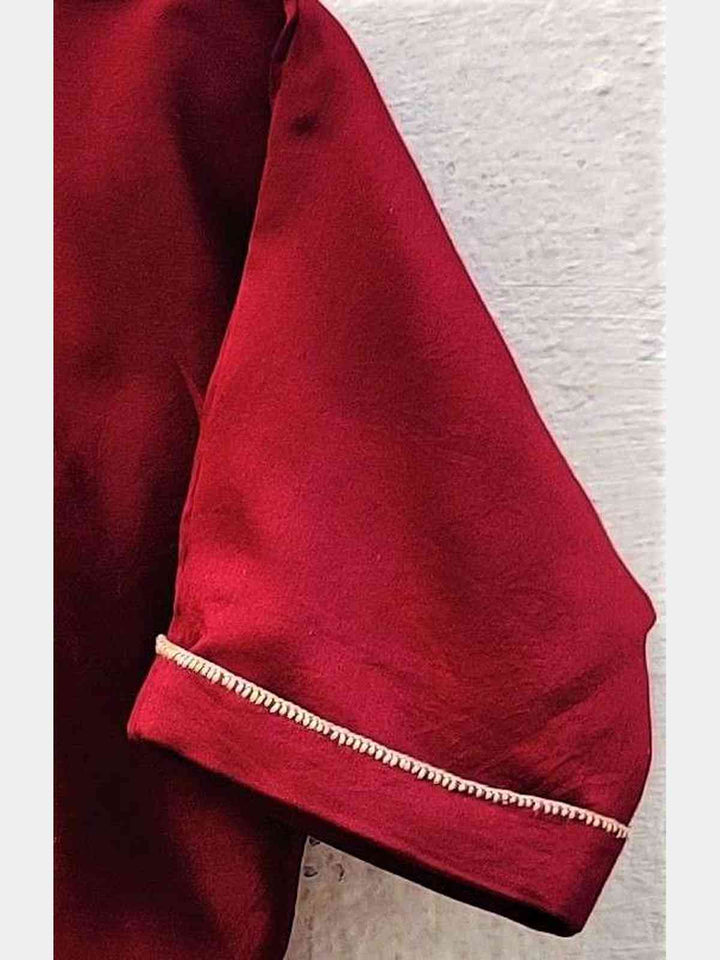 BlousesChanderi Maroon Crop TopBihartFlourish Planet