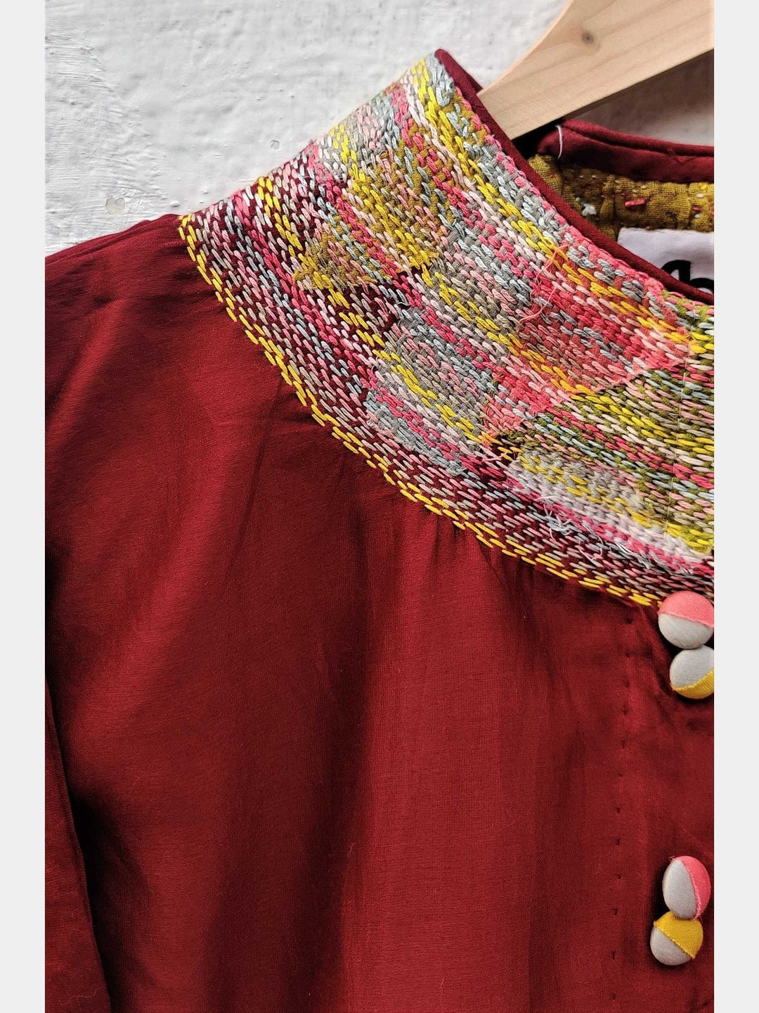 BlousesChanderi Maroon Crop TopBihartFlourish Planet