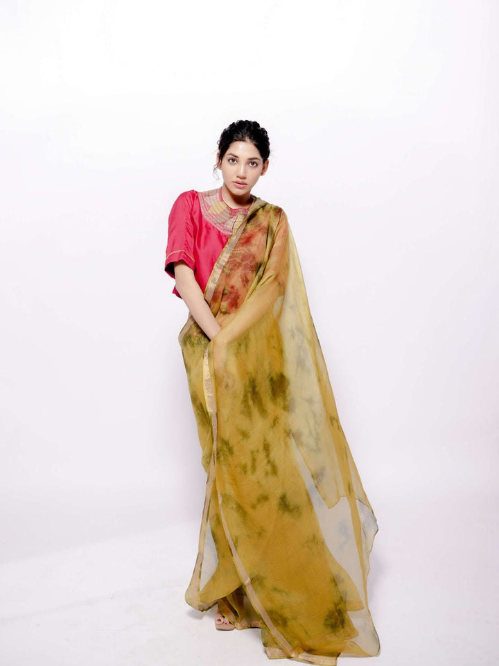 BlousesChanderi Rani Pink Crop TopBihartFlourish Planet