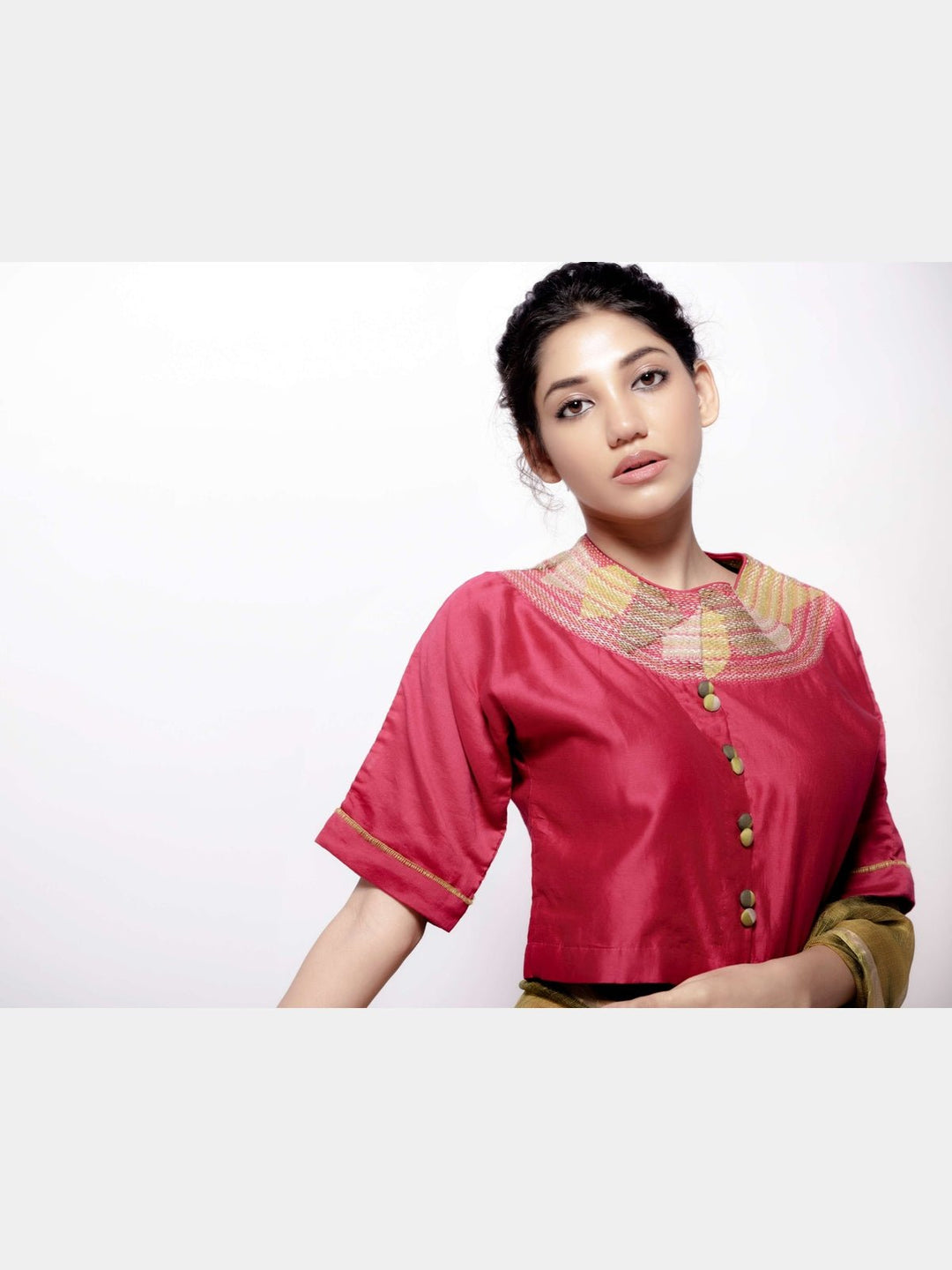BlousesChanderi Rani Pink Crop TopBihartFlourish Planet