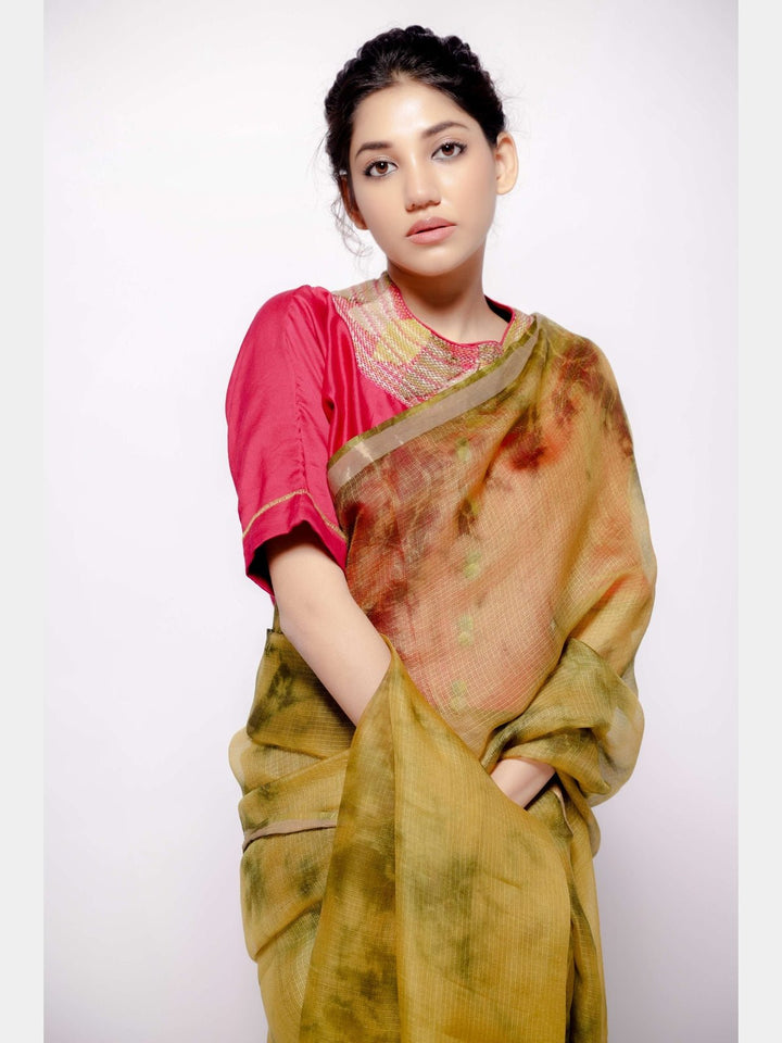 BlousesChanderi Rani Pink Crop TopBihartFlourish Planet