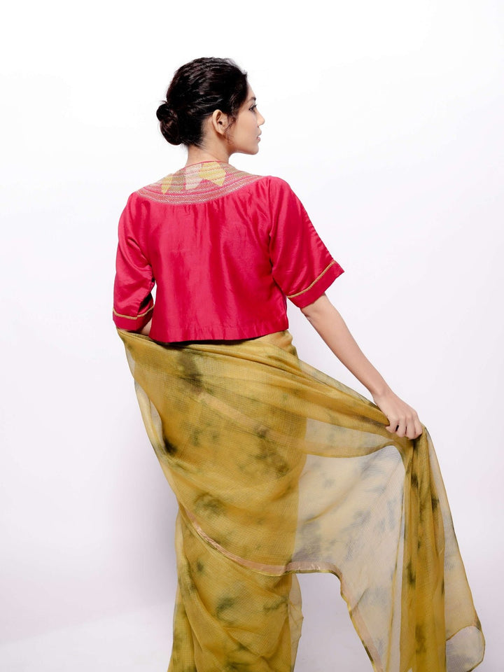 BlousesChanderi Rani Pink Crop TopBihartFlourish Planet