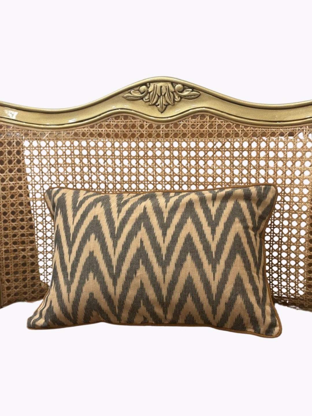 Bed and LivingChevron Black Brown Cotton Ikat Indoor CushionEDS