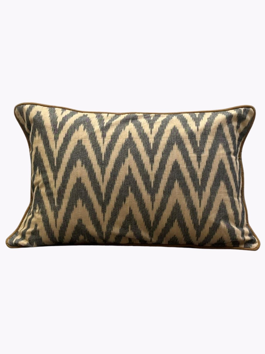 Bed and LivingChevron Black Brown Cotton Ikat Indoor CushionEDS