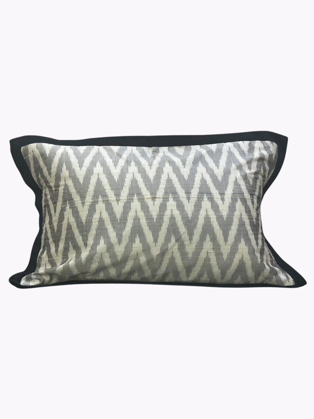 Bed and LivingChevron Grey with black Ikat Silk Indoor CushionEDS