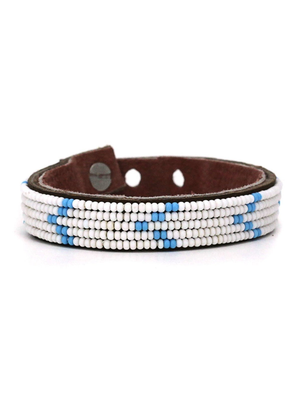 JewelryChevron Light Blue Beaded Leather CuffSwahili Coast