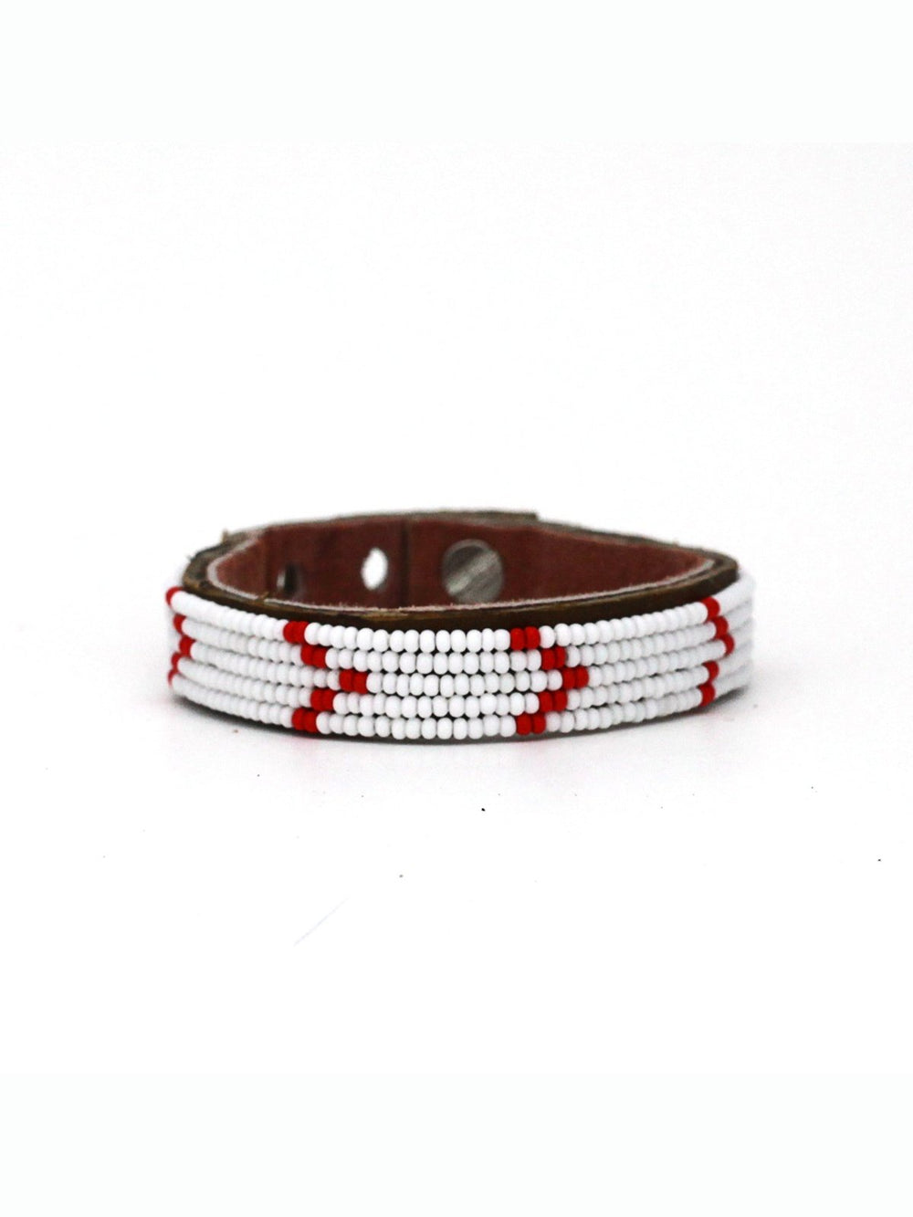 JewelryChevron Red Beaded Leather CuffSwahili Coast