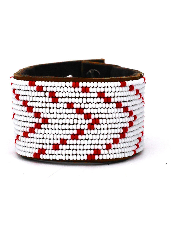 JewelryChevron Red Beaded Leather CuffSwahili Coast