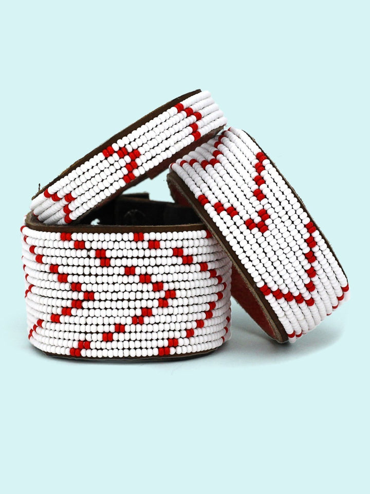 JewelryChevron Red Beaded Leather CuffSwahili Coast