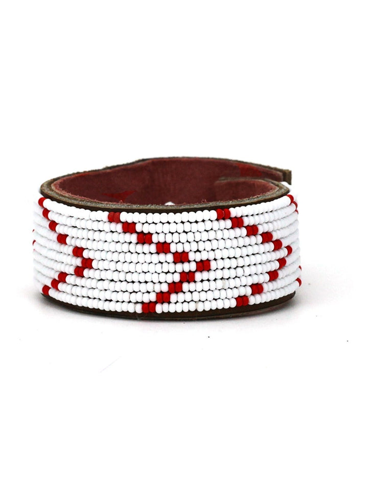 JewelryChevron Red Beaded Leather CuffSwahili Coast