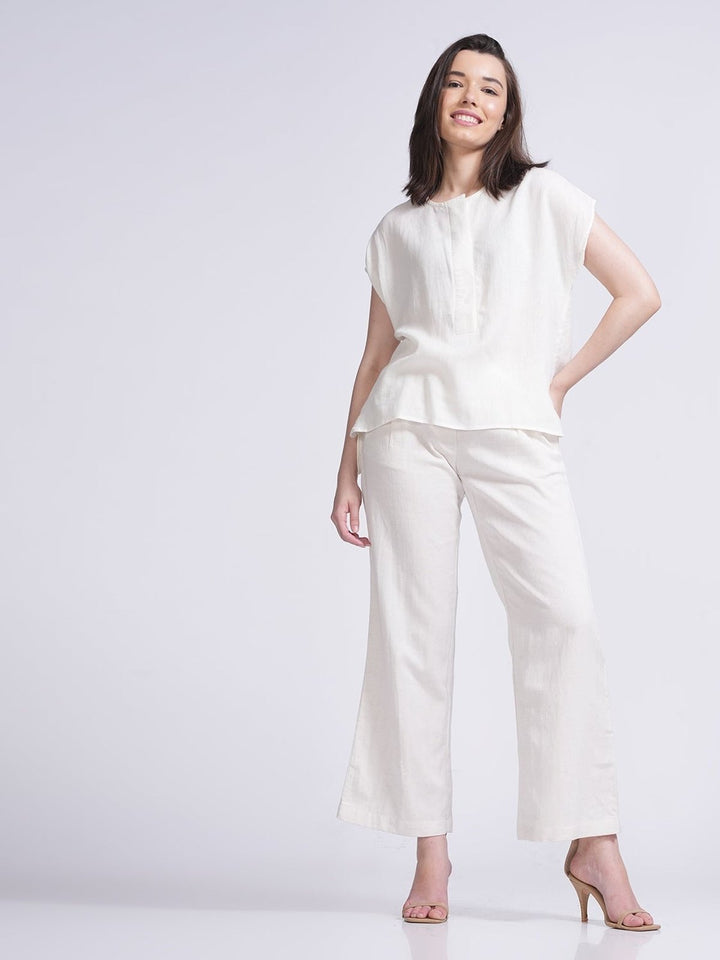 Co - ord SetClassic Buttoned Down Shirt with Wide Leg Pants Co - ord SetSaltpetre