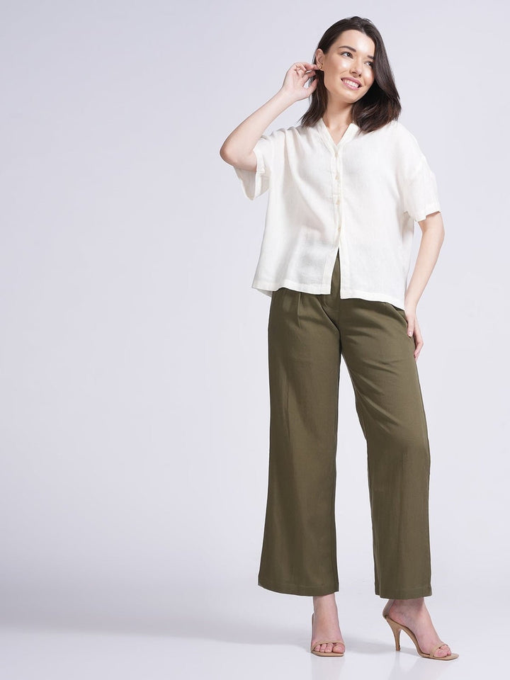 Co - ord SetClassic Drop Shoulder Shirt with Wide Leg Pants Co - ord SetSaltpetre