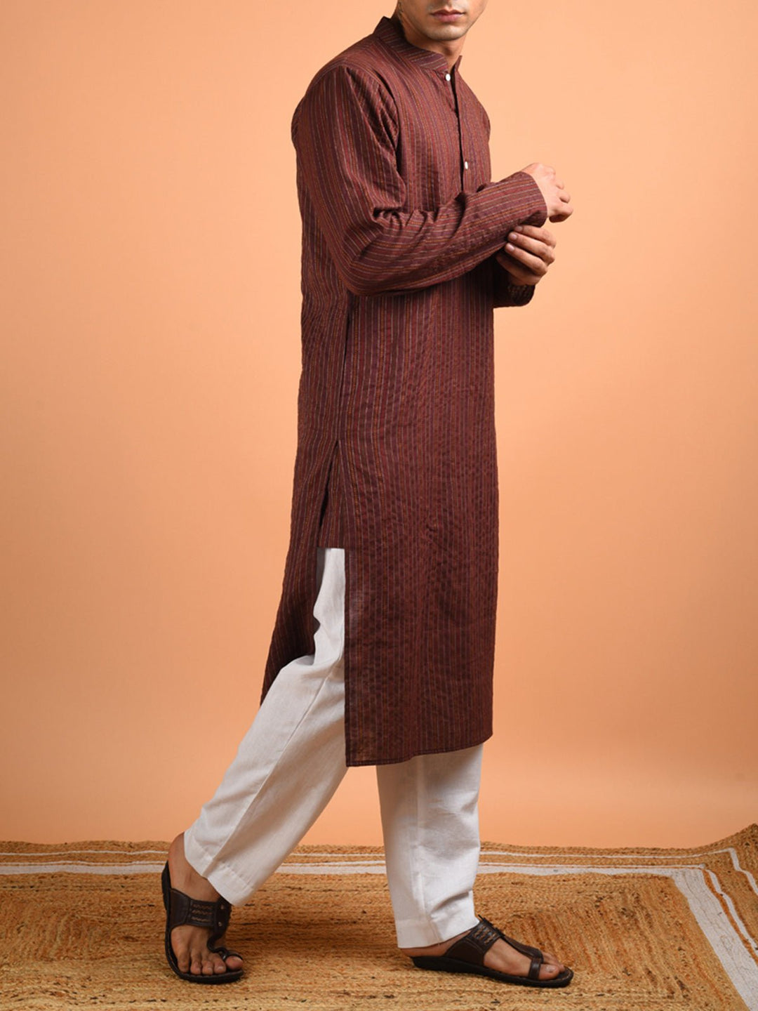 Shirts & T - shirtsCoco Kantha Weaved Men's Kurta Chocolate BrownKalp