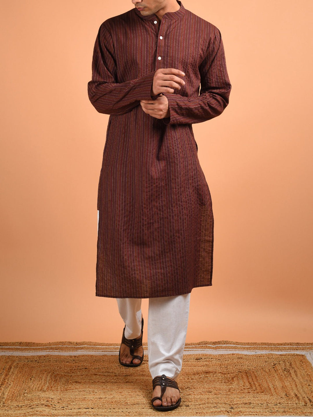 Shirts & T - shirtsCoco Kantha Weaved Men's Kurta Chocolate BrownKalp