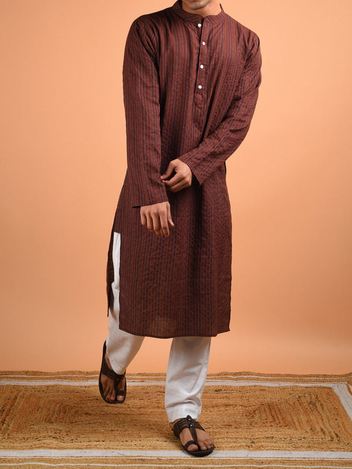 Shirts & T - shirtsCoco Kantha Weaved Men's Kurta Chocolate BrownKalp