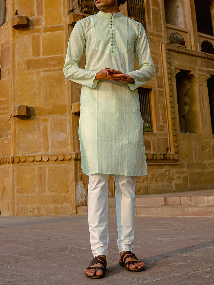 Shirts & T - shirtsCotton Lurex Kurta Pista GreenKalp