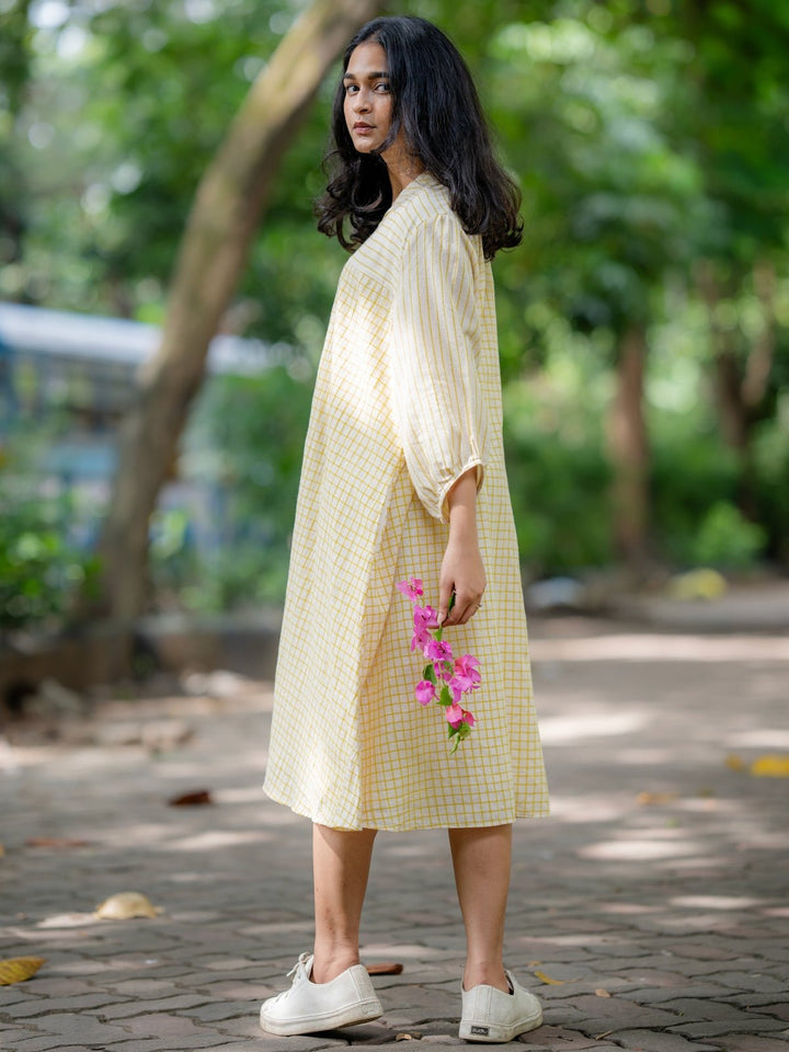 DressesCream & Yellow Handloom Summer DressKrushnachuda