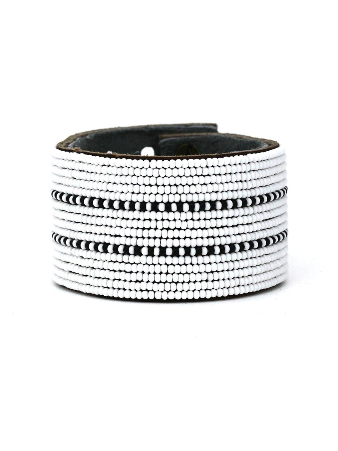 JewelryDashes Black Beaded Leather CuffSwahili Coast